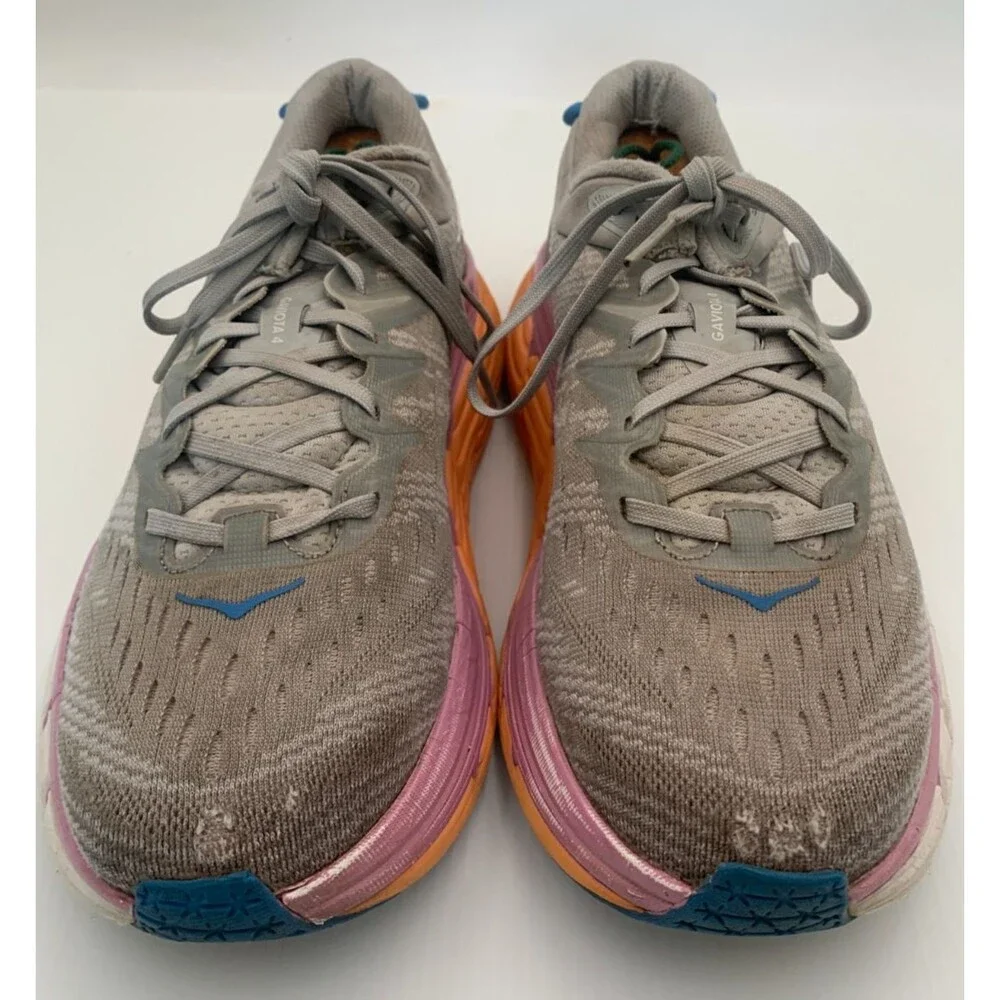 Hoka One One Womens Gaviota 4 Gray Orange WhiteRunning Shoes Sneakers Size 9.5B